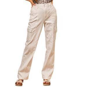 NWT Judy Blue White High Rise Cargo Straight Leg Jean